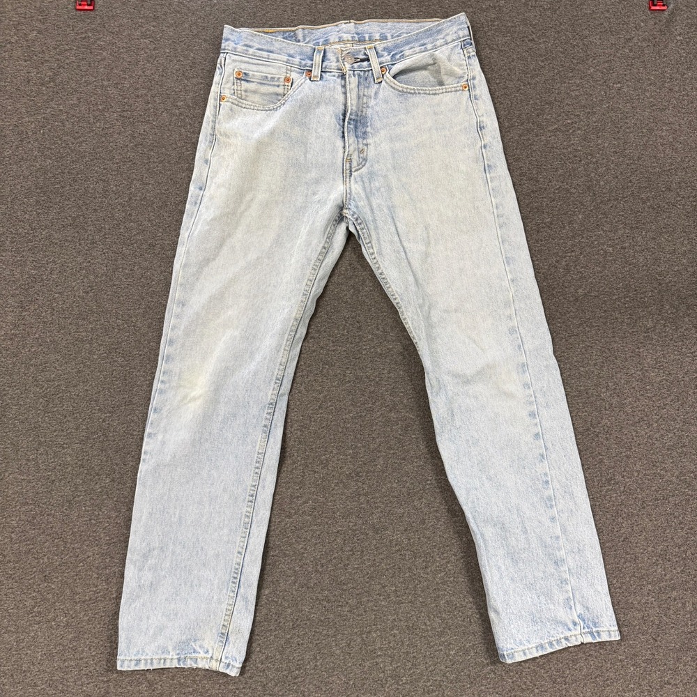 90s Levis 505 Regular Fit Jeans Mens 31x30 Light Blue Wash Good Straight Leg